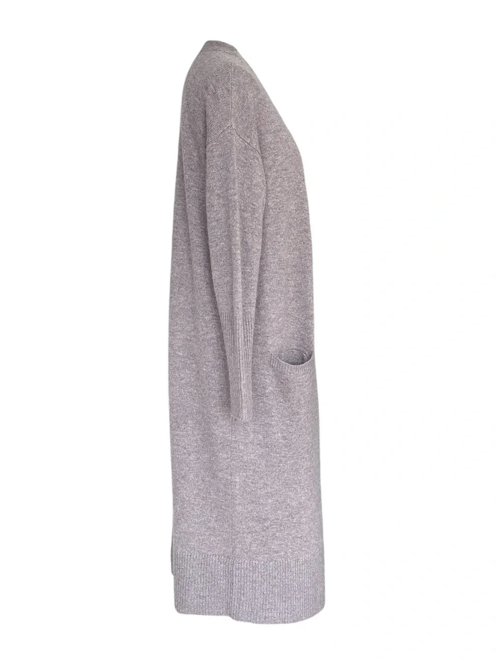 Halogen Women's Wool Cashmere Blend Duster Longline Cardigan Taupe Neutral Large
